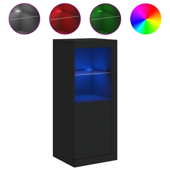 Senkki RGB LED-valoilla, musta, tekninen puu ja lasi, 41 x 37 x 100 cm
