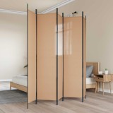 5 paneelinen huonejako beige polyesterikangas 250 x 220 cm sisäkäyttöön